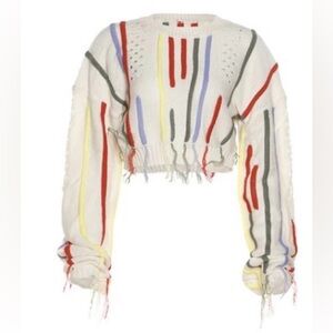 Colorful Striped Cropped Sweater
